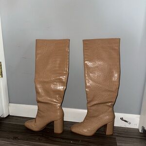 Alligator Print Knee high Boots